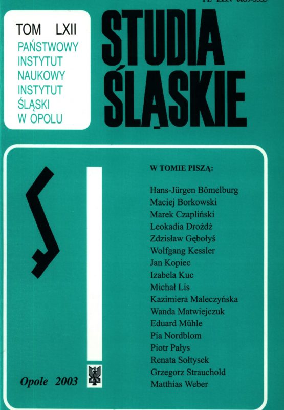 Studia Śląskie tom 62 - okładka